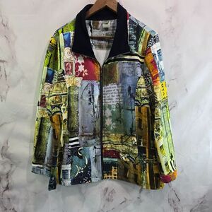 Dolcezza Jacket Women XXL Artsy Art To Wear Flecce Collar Photography Travel